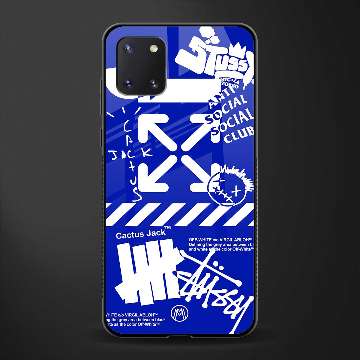 blue travis scott x anti social social club glass case for samsung galaxy note 10 lite image