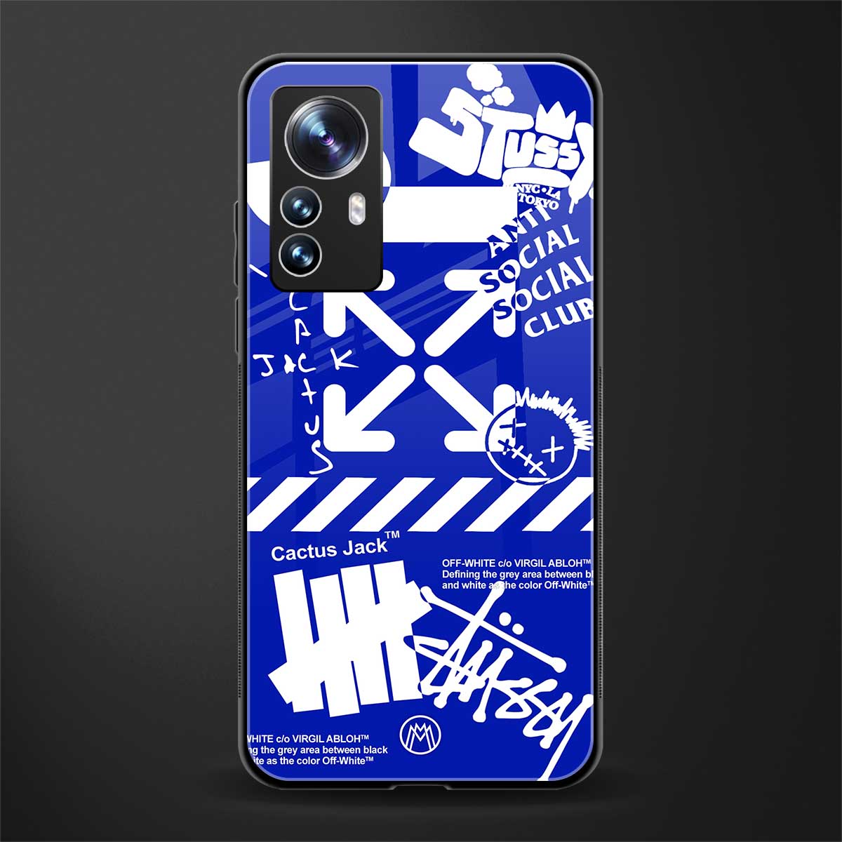 blue travis scott x anti social social club back phone cover | glass case for xiaomi 12 pro