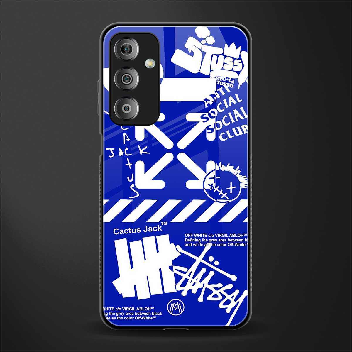 blue travis scott x anti social social club back phone cover | glass case for samsung galaxy f23 5g