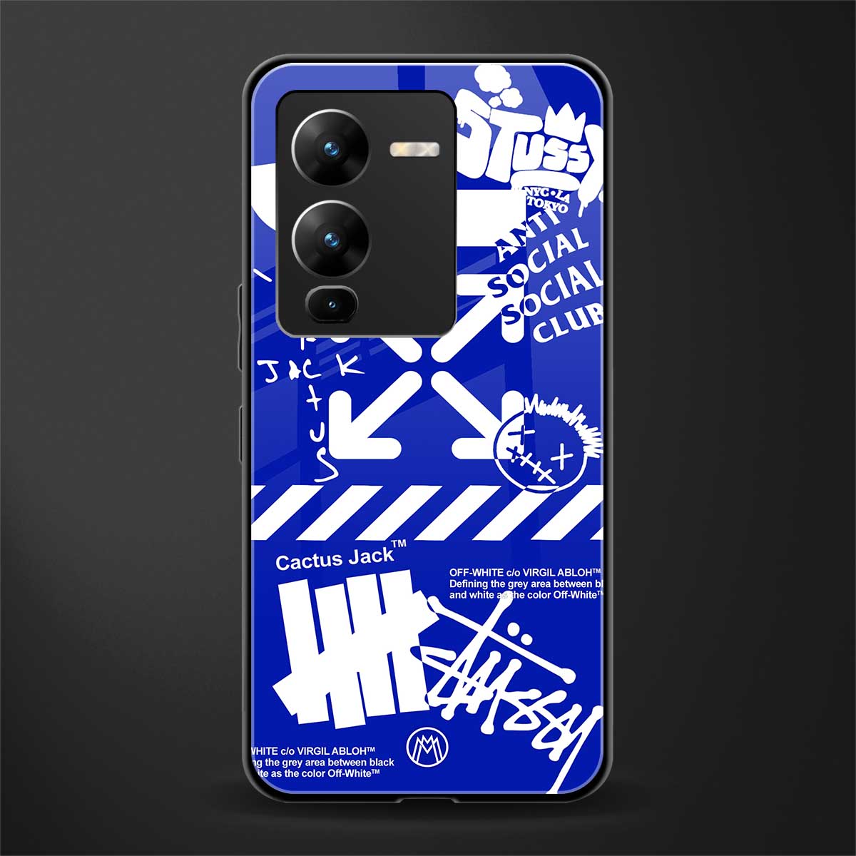blue travis scott x anti social social club back phone cover | glass case for vivo v25 pro 5g