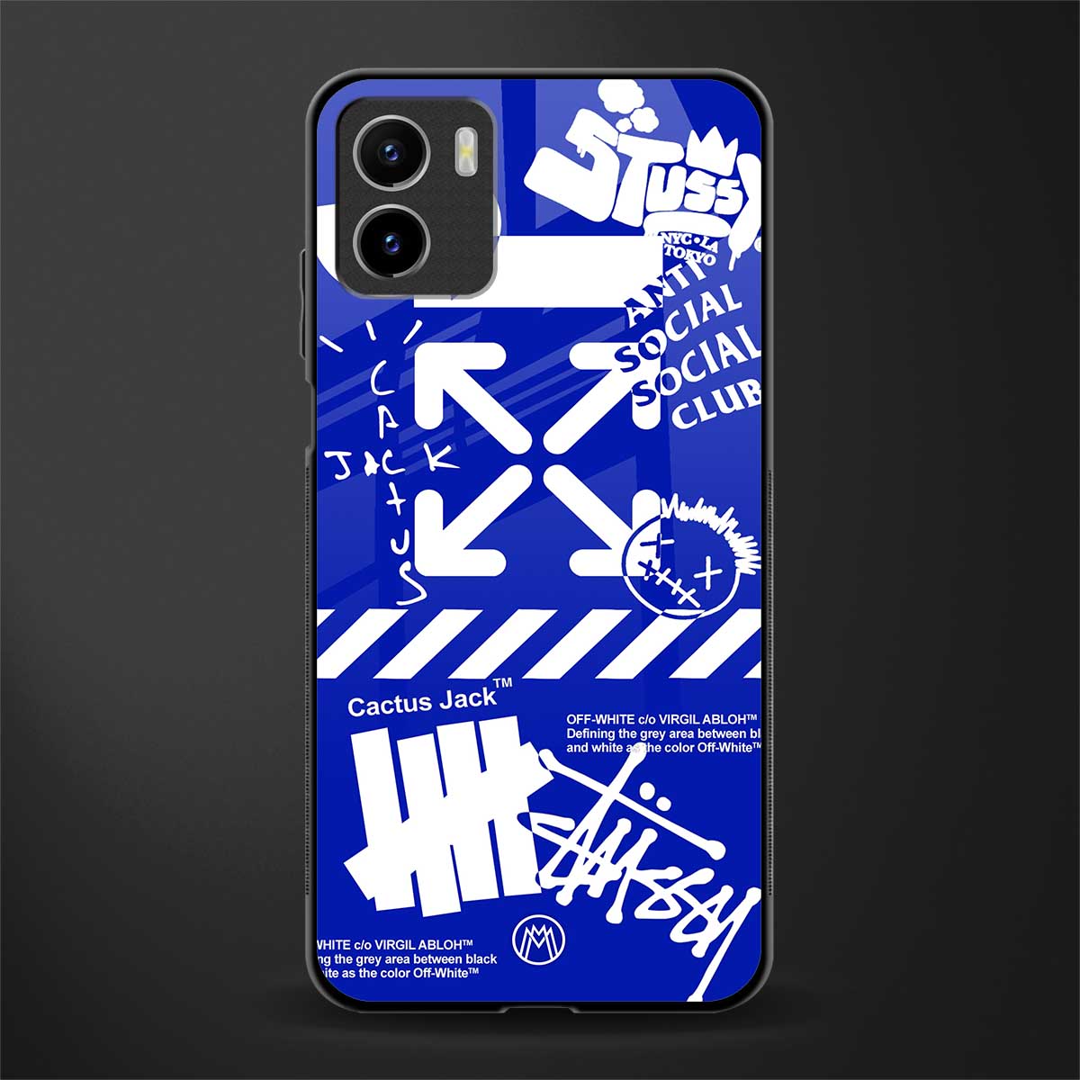 blue travis scott x anti social social club back phone cover | glass case for vivo y72