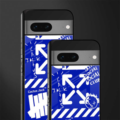 blue travis scott x anti social social club back phone cover | glass case for google pixel 7