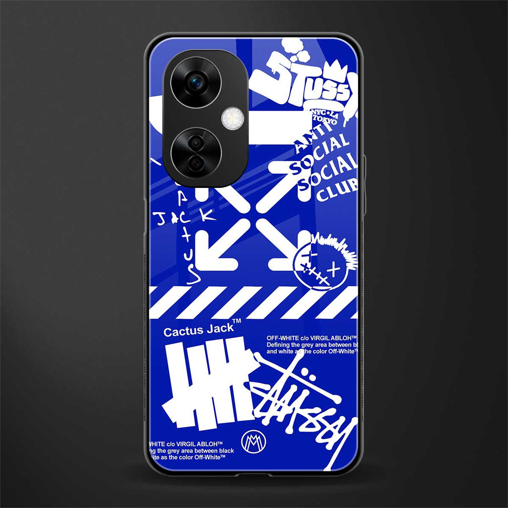 blue travis scott x anti social social club back phone cover | glass case for oneplus nord ce 3 lite