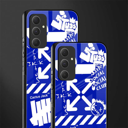blue travis scott x anti social social club back phone cover | glass case for samsung galaxy a54 5g