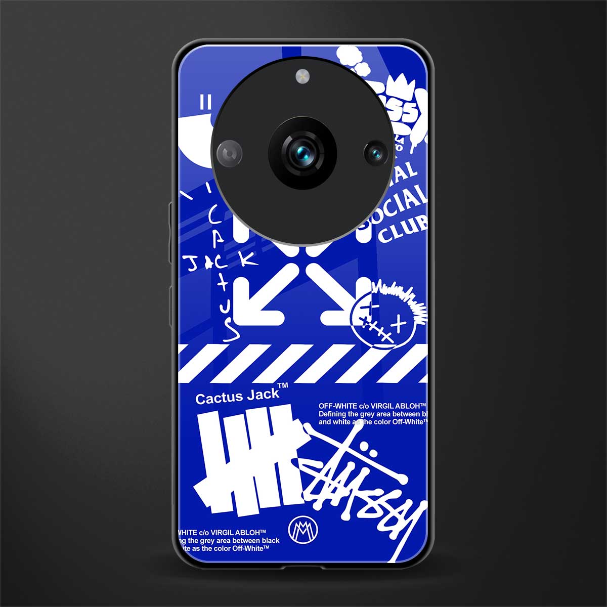blue travis scott x anti social social club back phone cover | glass case for realme 11 pro 5g