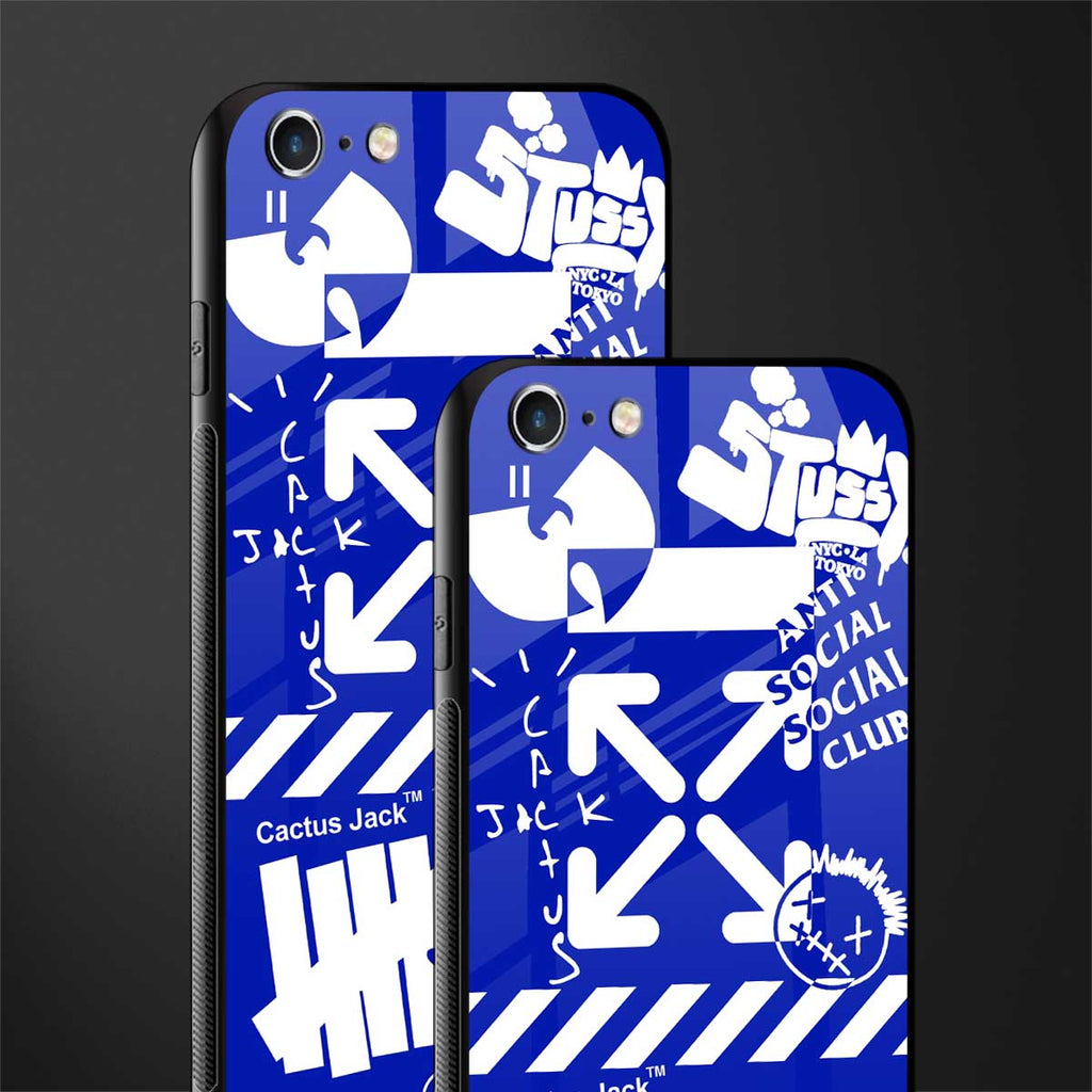 blue travis scott x anti social social club glass case for iphone 6 plus image-2