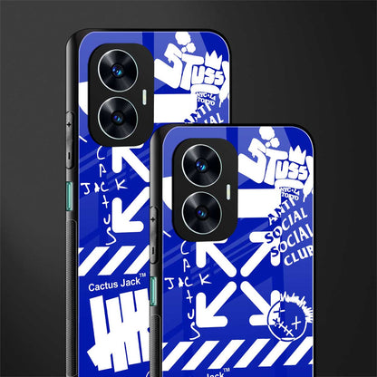 blue travis scott x anti social social club back phone cover | glass case for realme c55