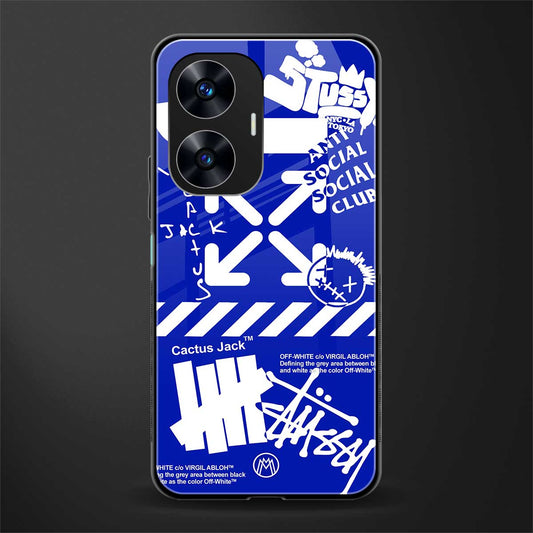 blue travis scott x anti social social club back phone cover | glass case for realme c55