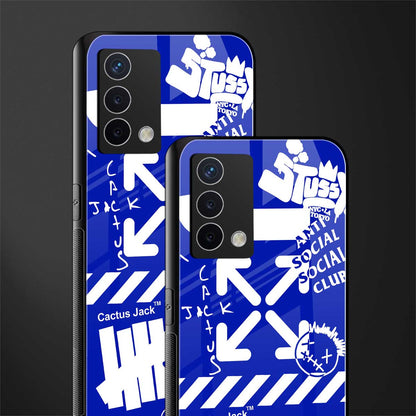blue travis scott x anti social social club back phone cover | glass case for oppo a74 4g