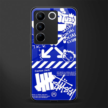 blue travis scott x anti social social club back phone cover | glass case for vivo v27 pro 5g