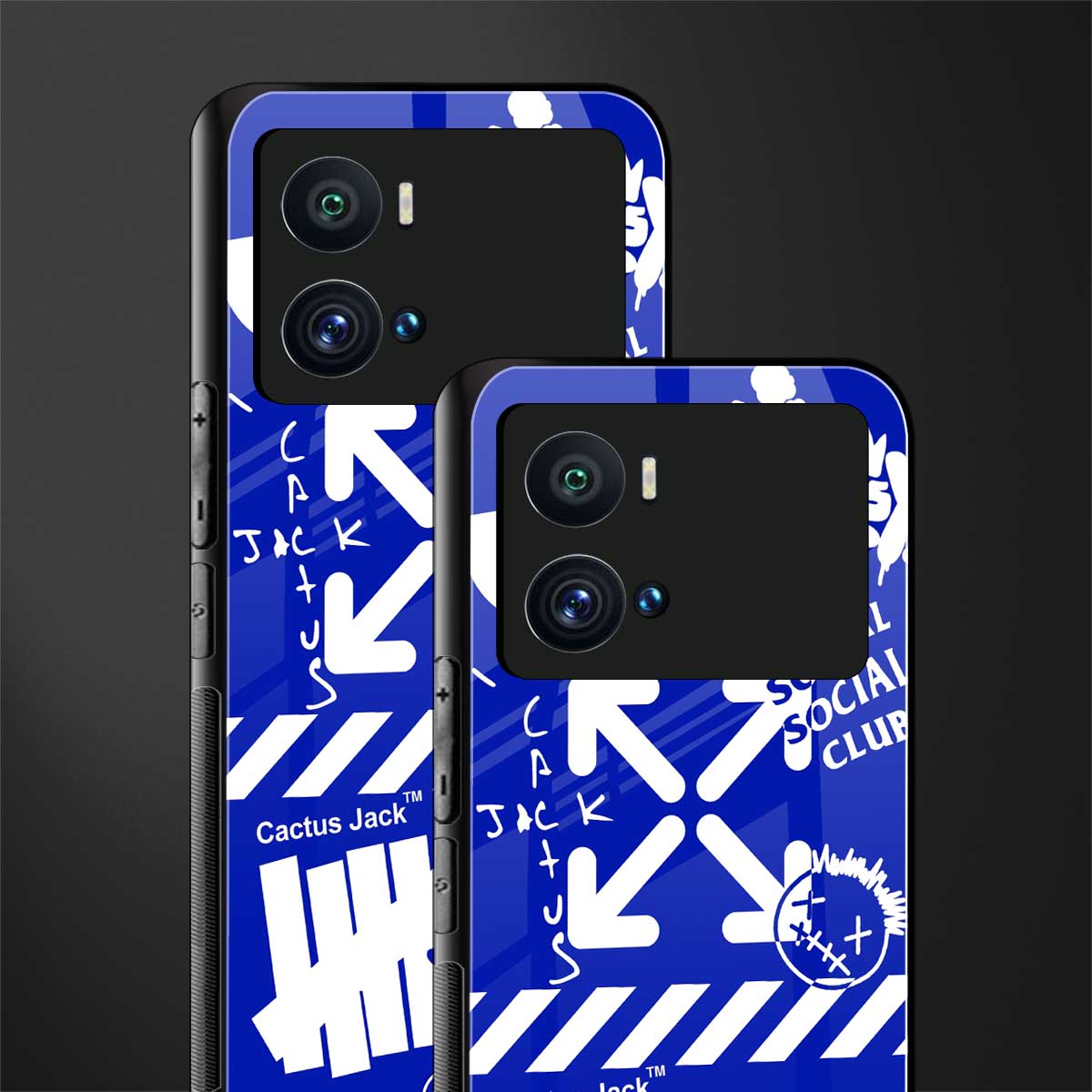 blue travis scott x anti social social club back phone cover | glass case for iQOO 9 Pro