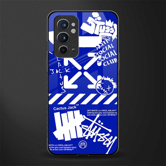 blue travis scott x anti social social club glass case for oneplus 9rt image