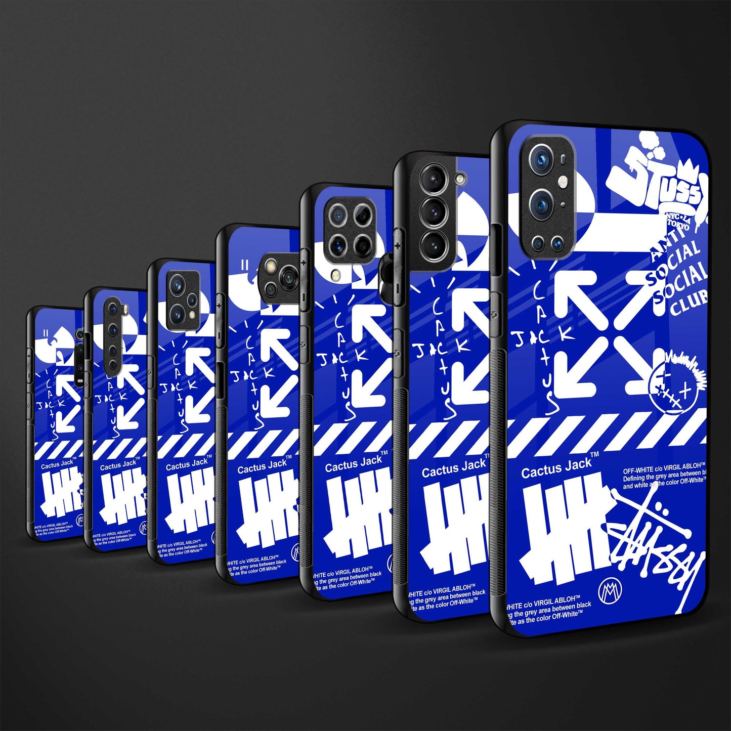 blue travis scott x anti social social club back phone cover | glass case for redmi note 11 pro plus 4g/5g