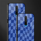 blue trippy check pattern glass case for poco x2 image-2