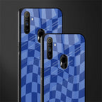 blue trippy check pattern glass case for realme narzo 10a image-2