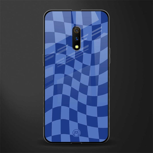 blue trippy check pattern glass case for oppo k3 image