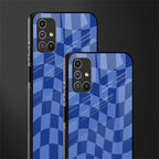 blue trippy check pattern glass case for samsung galaxy m51 image-2