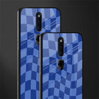 blue trippy check pattern glass case for oppo f11 pro image-2