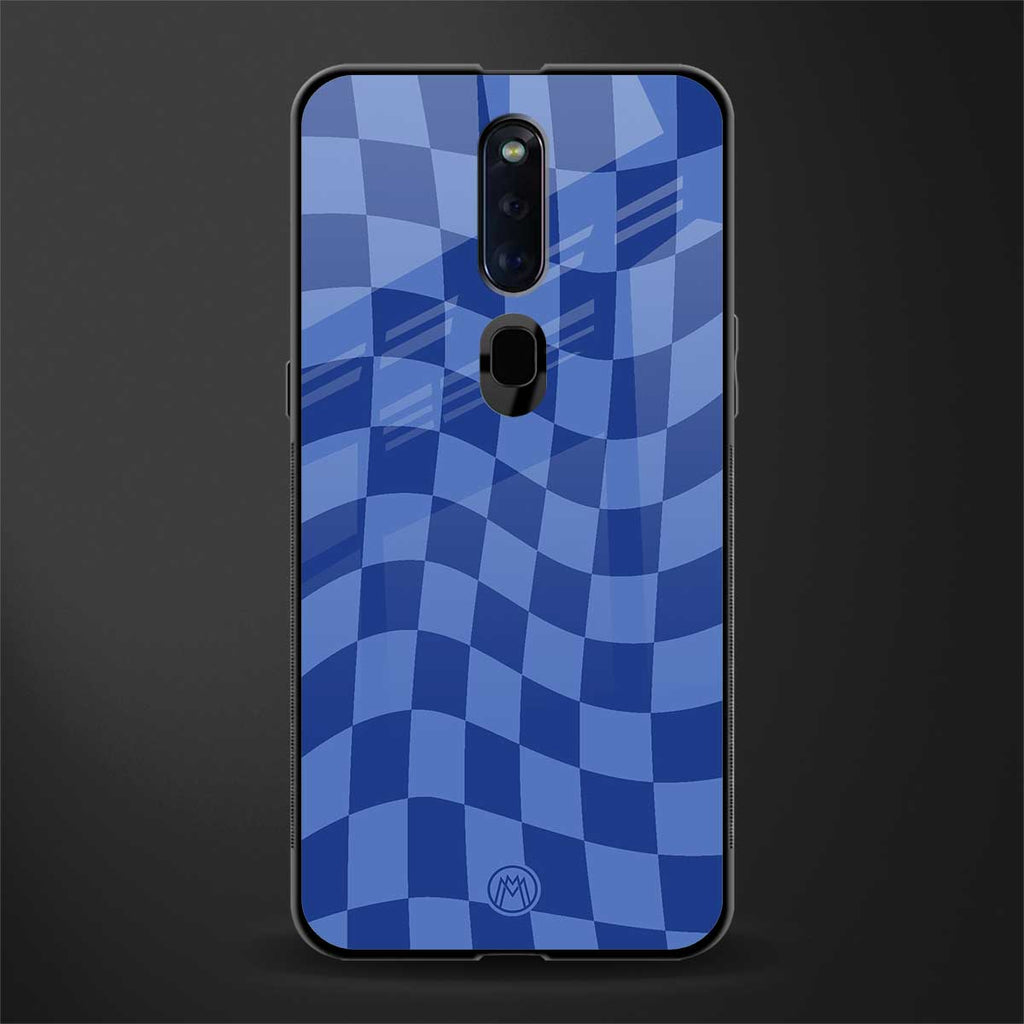 blue trippy check pattern glass case for oppo f11 pro image