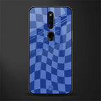 blue trippy check pattern glass case for oppo f11 pro image