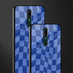 blue trippy check pattern glass case for oppo a9 image-2