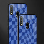 blue trippy check pattern glass case for vivo u20 image-2
