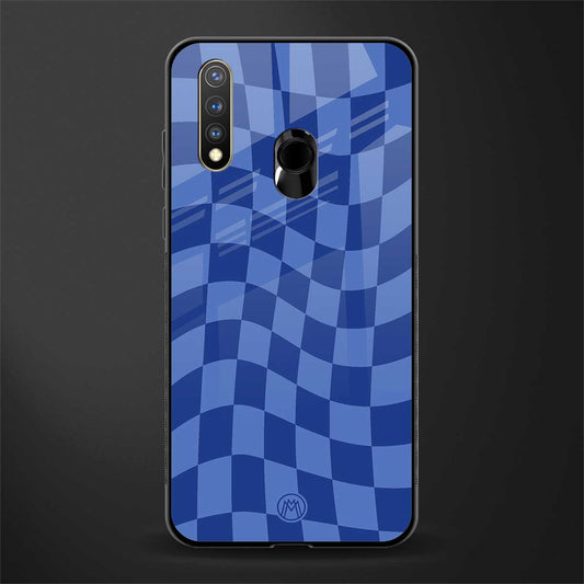 blue trippy check pattern glass case for vivo y19 image