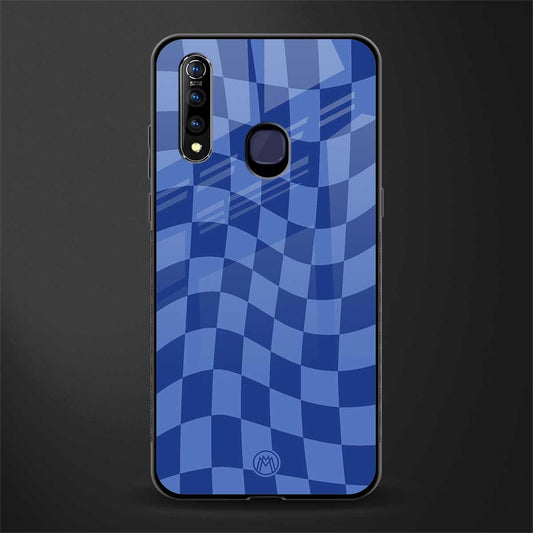 blue trippy check pattern glass case for vivo z1 pro image