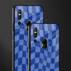 blue trippy check pattern glass case for vivo v15 image-2