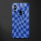 blue trippy check pattern glass case for vivo v15 image