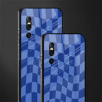 blue trippy check pattern glass case for vivo v15 pro image-2