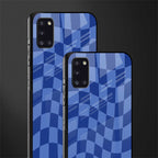 blue trippy check pattern glass case for samsung galaxy a31 image-2