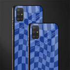 blue trippy check pattern glass case for samsung galaxy a51 image-2