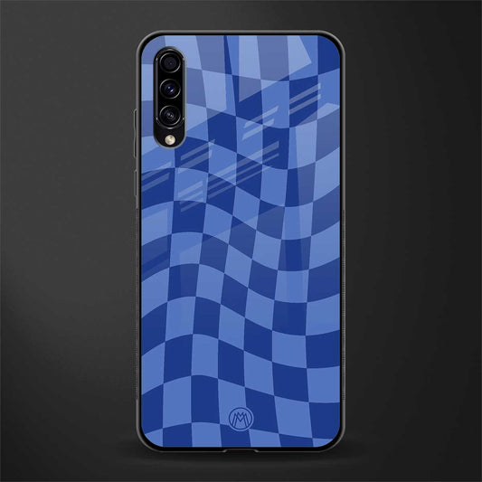 blue trippy check pattern glass case for samsung galaxy a50 image
