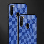 blue trippy check pattern glass case for redmi note 8 image-2