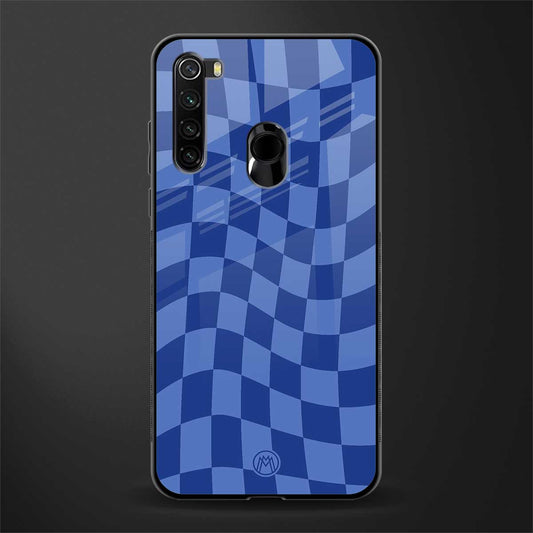 blue trippy check pattern glass case for redmi note 8 image
