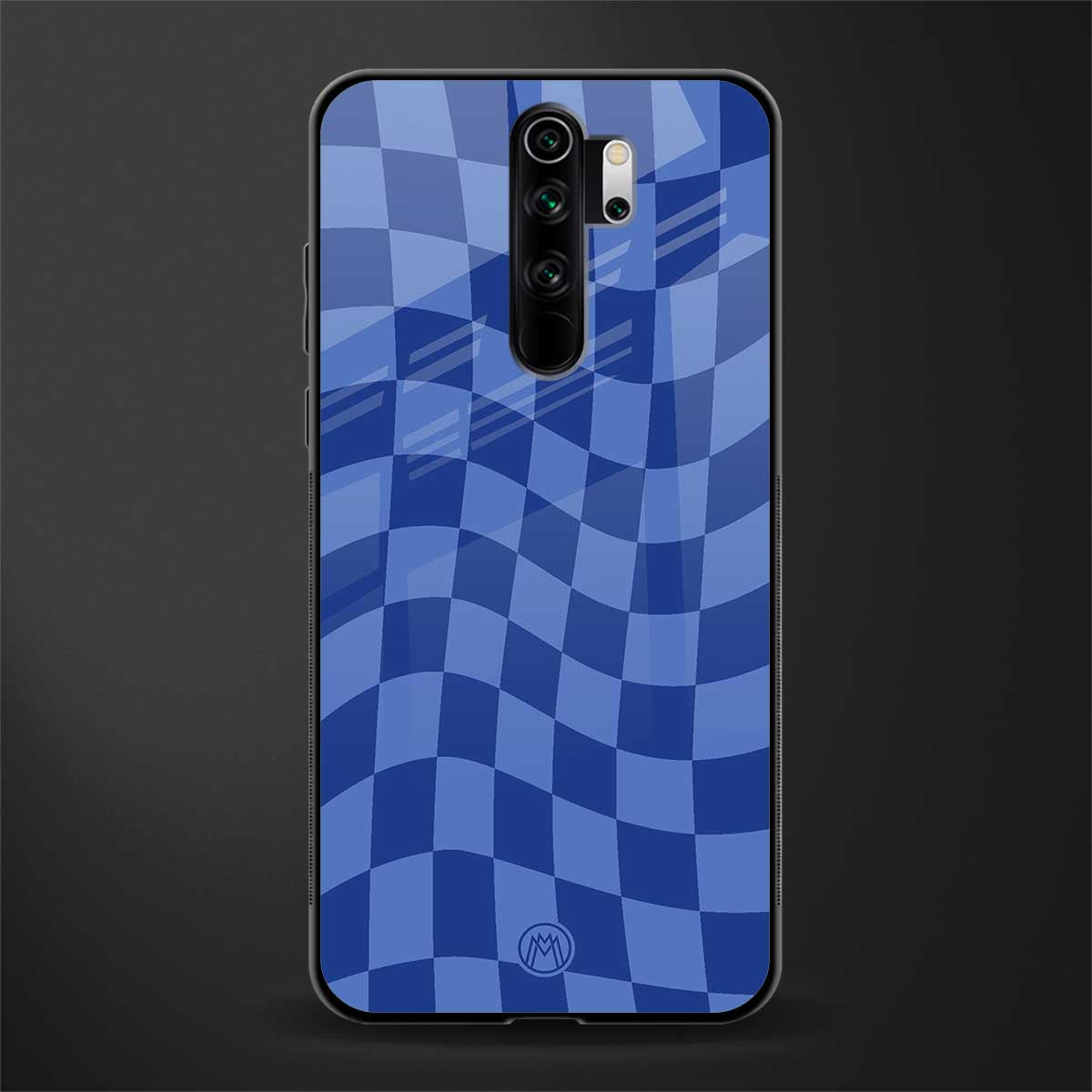 blue trippy check pattern glass case for redmi note 8 pro image