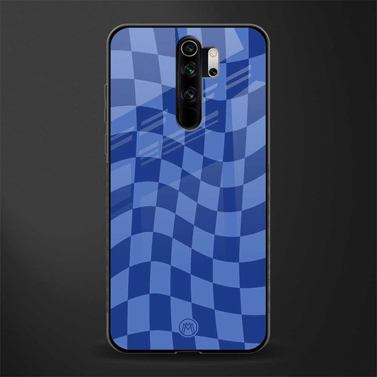 blue trippy check pattern glass case for redmi note 8 pro image