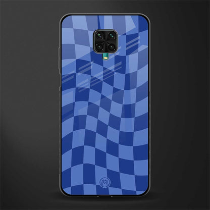 blue trippy check pattern glass case for redmi note 9 pro max image