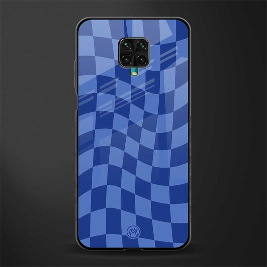 blue trippy check pattern glass case for redmi note 9 pro max image