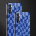 blue trippy check pattern glass case for realme 6 image-2