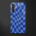 blue trippy check pattern glass case for realme 6 image
