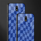 blue trippy check pattern glass case for redmi 8a image-2