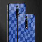 blue trippy check pattern glass case for redmi k20 pro image-2