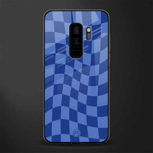 blue trippy check pattern glass case for samsung galaxy s9 plus image