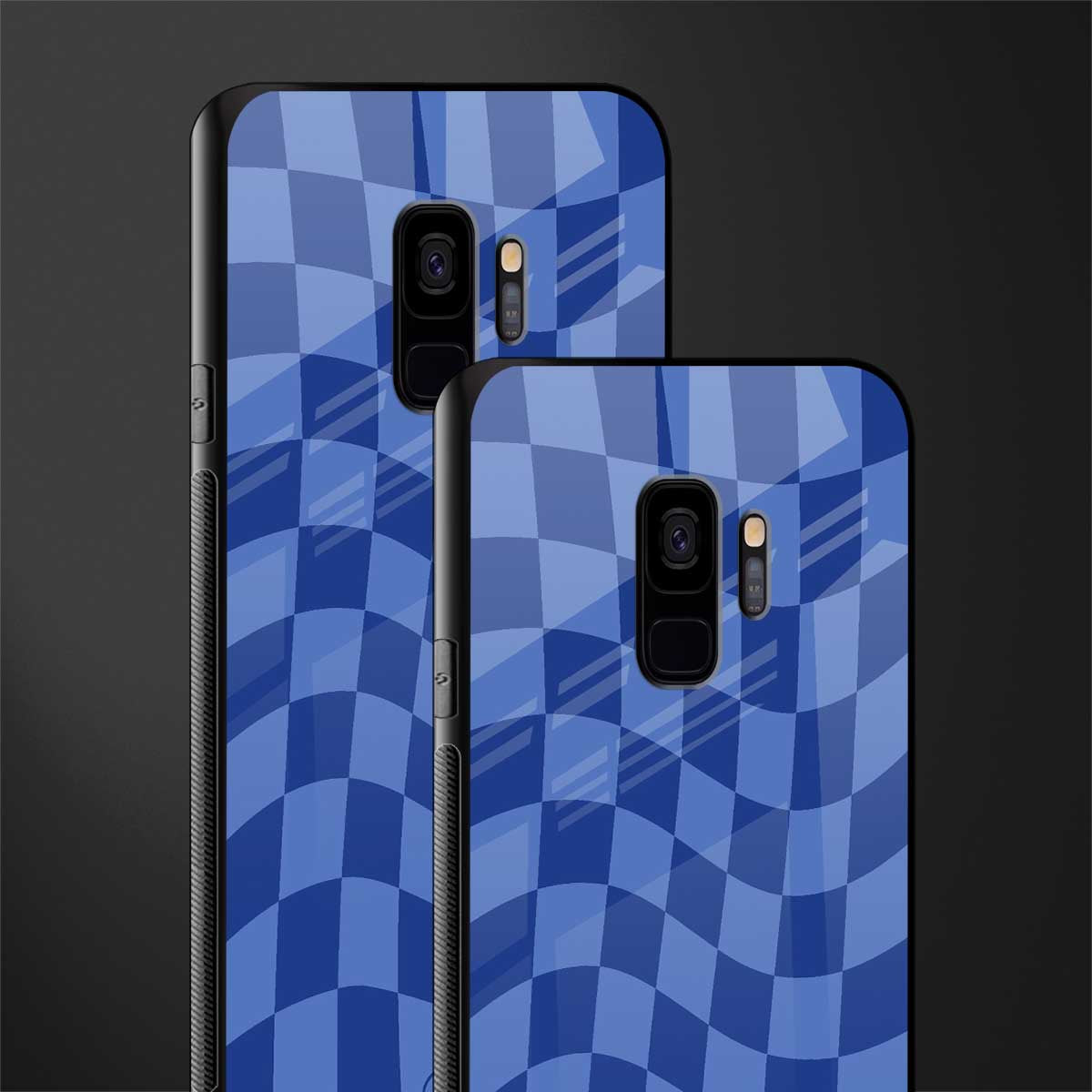 blue trippy check pattern glass case for samsung galaxy s9 image-2