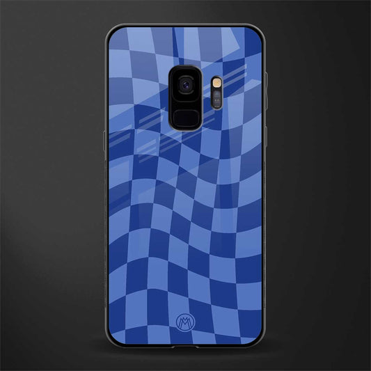 blue trippy check pattern glass case for samsung galaxy s9 image