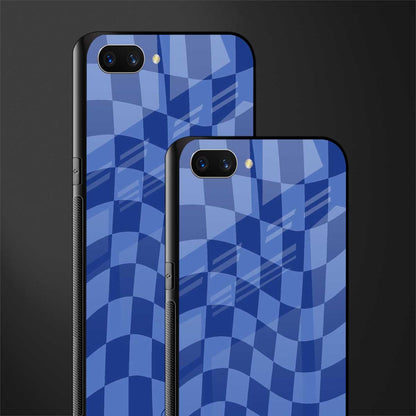 blue trippy check pattern glass case for realme c1 image-2