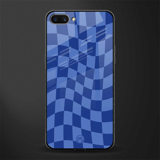 blue trippy check pattern glass case for realme c1 image