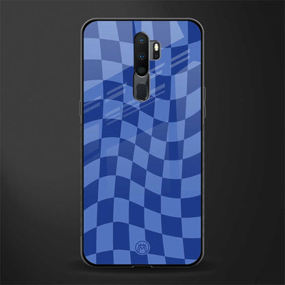 blue trippy check pattern glass case for oppo a9 2020 image